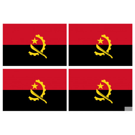 Drapeau Angola - 4 stickers - 9.5 x 6.3 cm - Sticker/autocollant