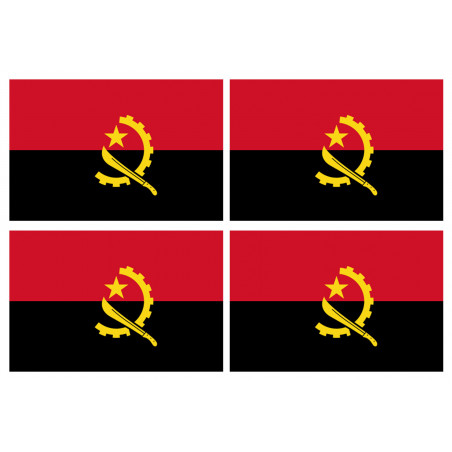 Drapeau Angola - 4 stickers - 9.5 x 6.3 cm - Sticker/autocollant