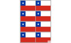 Drapeau CHILI - 8 stickers - 9.5 x 6.3 cm - Sticker/autocollant