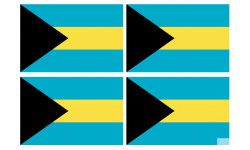 Drapeau Bahamas - 4 stickers - 9.5 x 6.3 cm - Sticker/autocollant