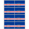 Drapeau Cap-Vert - 8 stickers - 9.5 x 6.3 cm - Sticker/autocollant