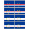 Drapeau Cap-Vert - 8 stickers - 9.5 x 6.3 cm - Sticker/autocollant