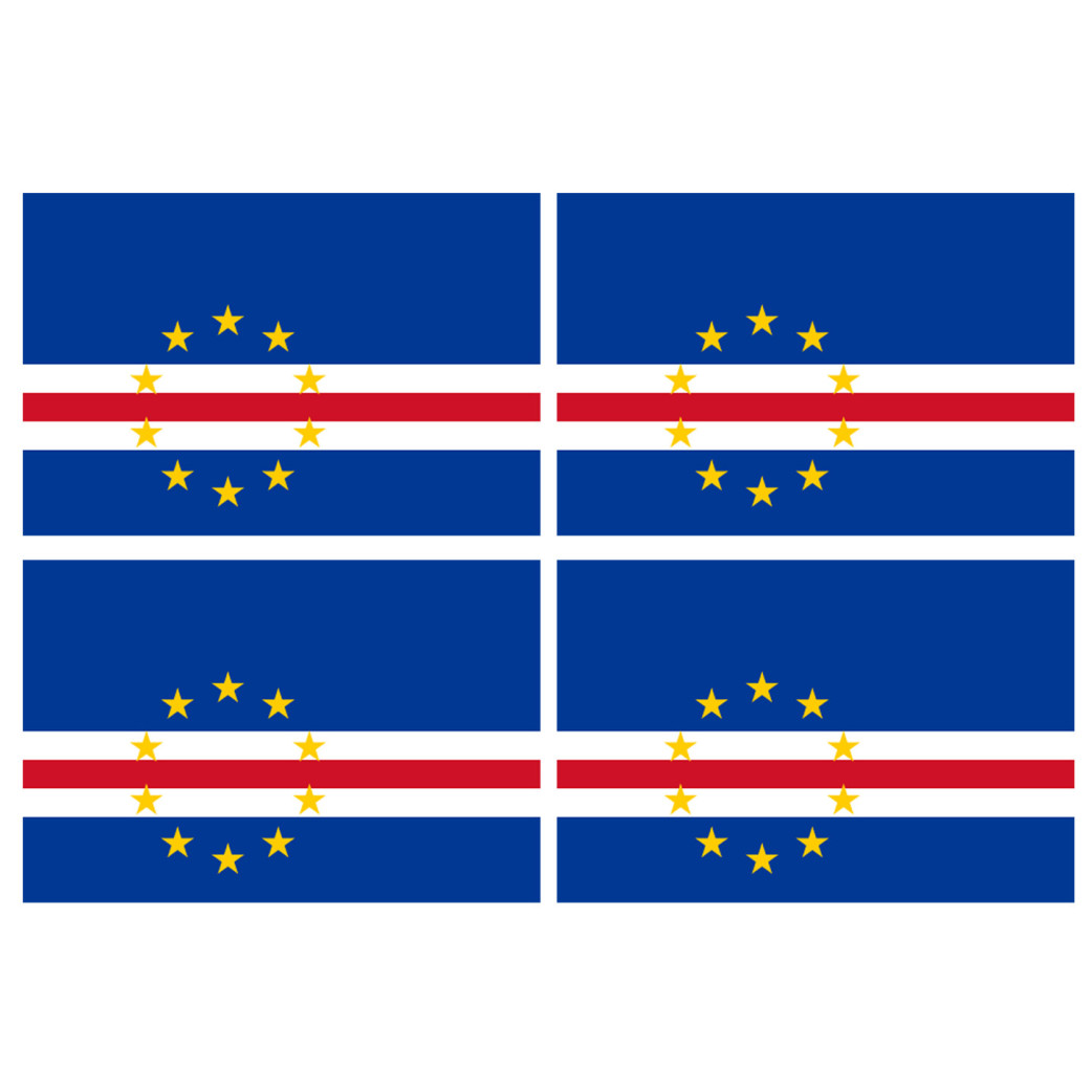 Drapeau Cap-Vert - 4 stickers - 9.5 x 6.3 cm - Sticker/autocollant