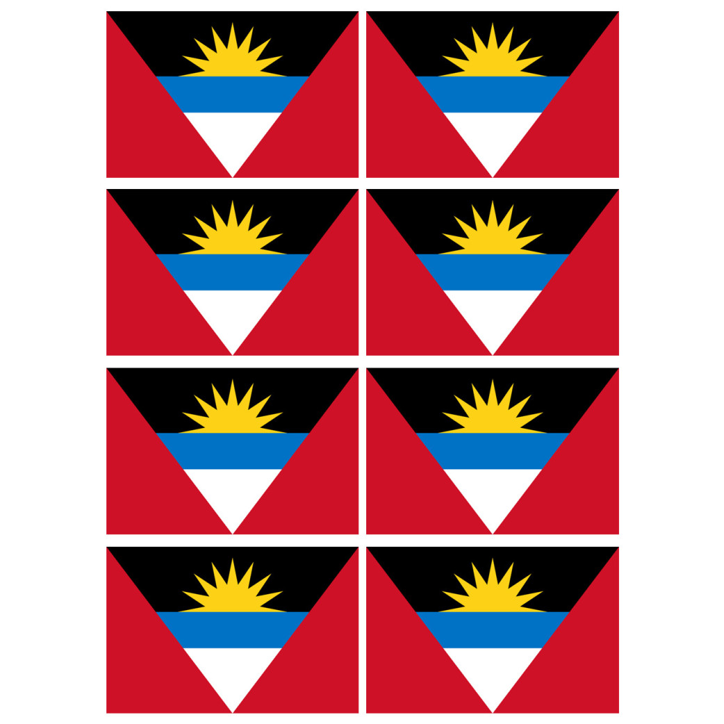 Drapeau Antigua and Barbuda - 8 stickers - 9.5 x 6.3 cm - Sticker/autocollant