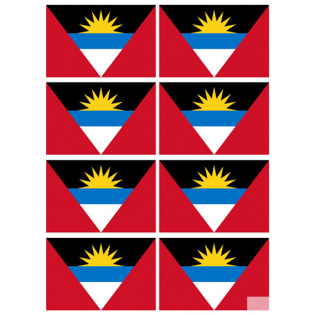 Drapeau Antigua and Barbuda - 8 stickers - 9.5 x 6.3 cm - Sticker/autocollant