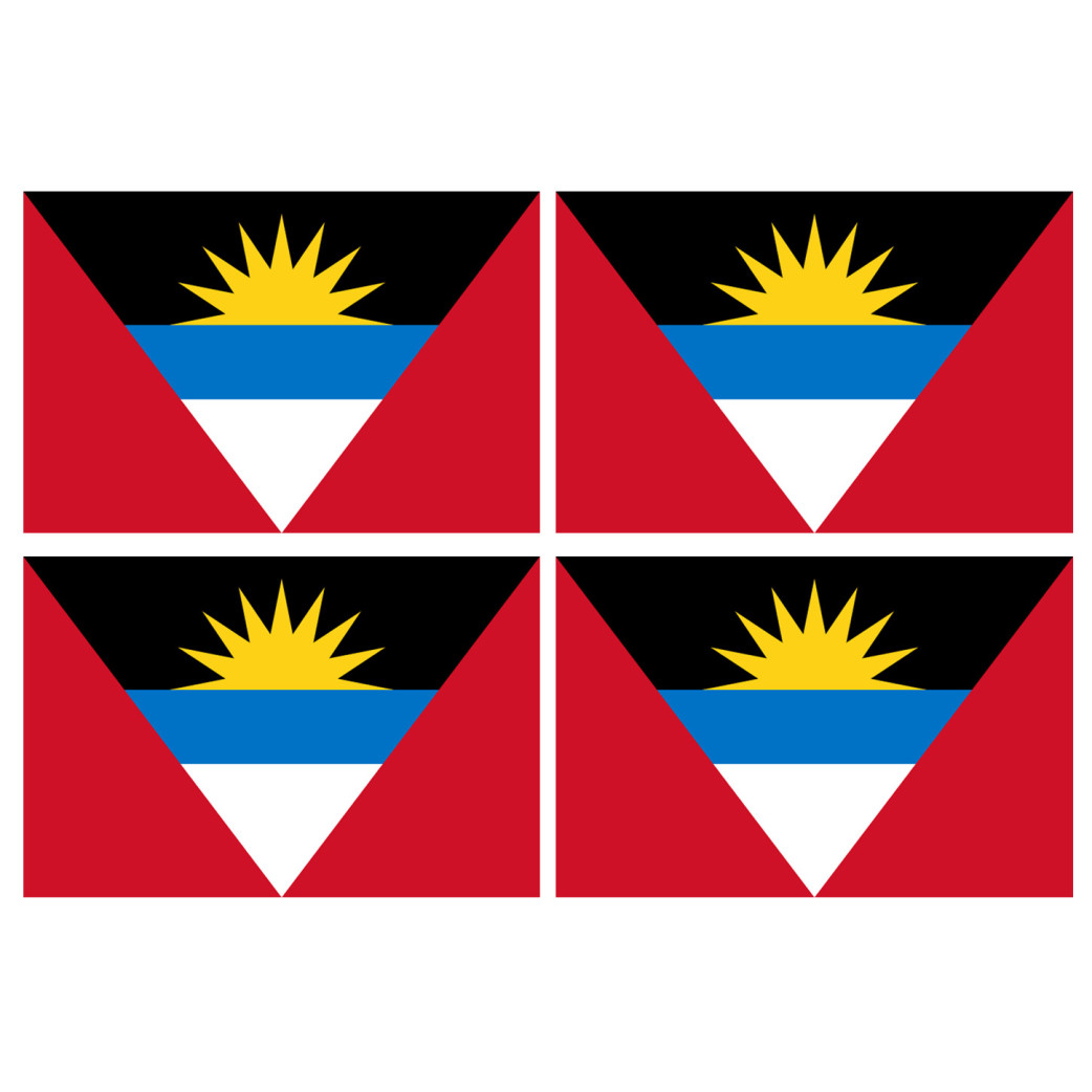 Drapeau Antigua and Barbuda - 4 stickers - 9.5 x 6.3 cm - Sticker/autocollant
