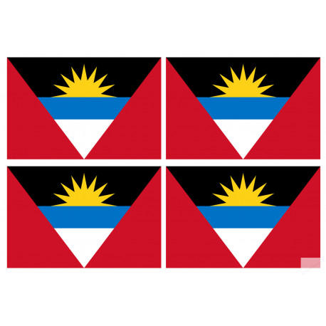 Drapeau Antigua and Barbuda - 4 stickers - 9.5 x 6.3 cm - Sticker/autocollant