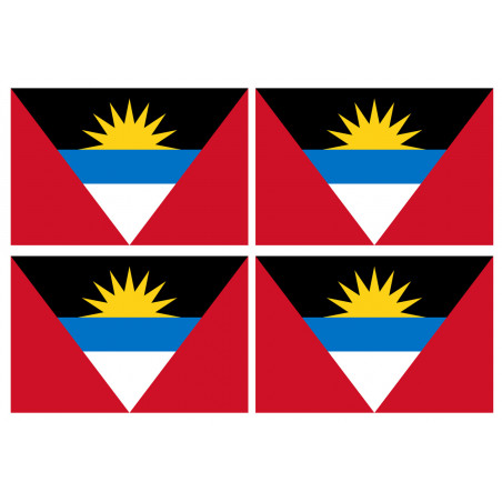 Drapeau Antigua and Barbuda - 4 stickers - 9.5 x 6.3 cm - Sticker/autocollant