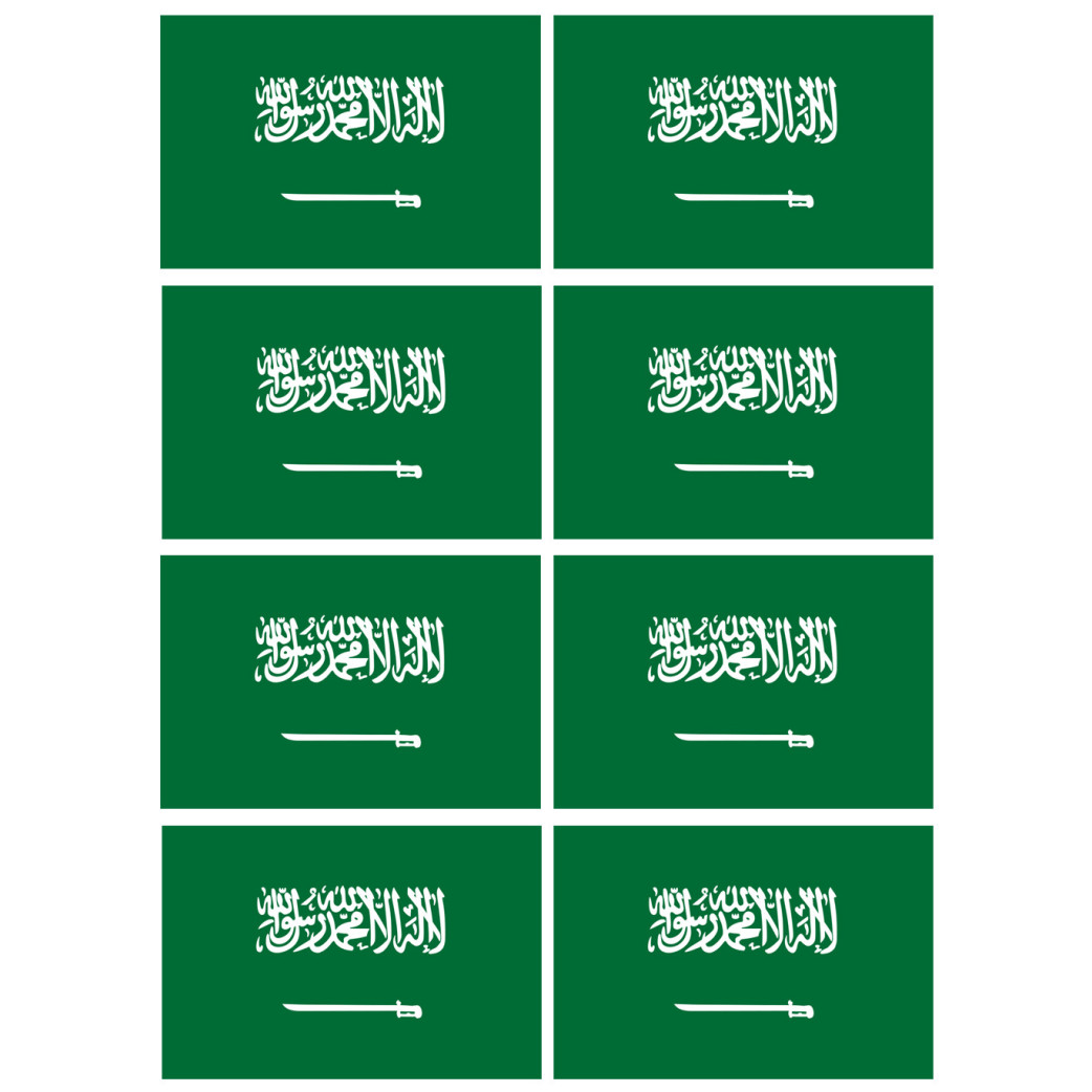 Drapeau Arabie Saoudite - 8 stickers - 9.5 x 6.3 cm - Sticker/autocollant