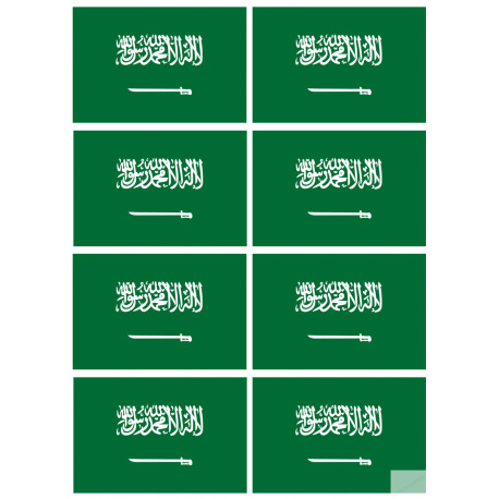 Drapeau Arabie Saoudite - 8 stickers - 9.5 x 6.3 cm - Sticker/autocollant