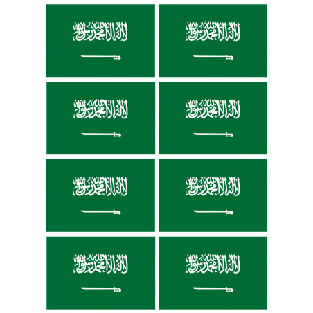 Drapeau Arabie Saoudite - 8 stickers - 9.5 x 6.3 cm - Sticker/autocollant