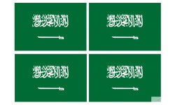 Drapeau Arabie Saoudite - 4 stickers - 9.5 x 6.3 cm - Sticker/autocollant