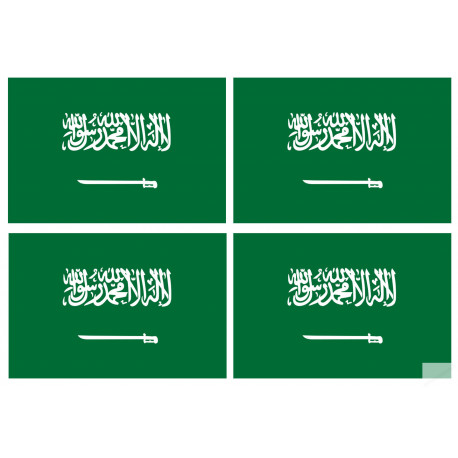 Drapeau Arabie Saoudite - 4 stickers - 9.5 x 6.3 cm - Sticker/autocollant