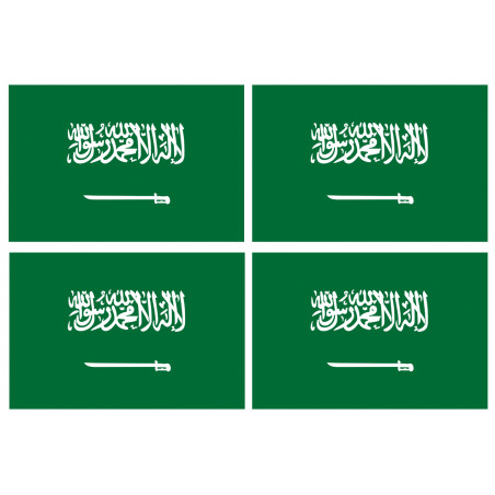 Drapeau Arabie Saoudite - 4 stickers - 9.5 x 6.3 cm - Sticker/autocollant