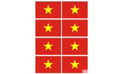 Drapeau Viet Nam - 8 stickers - 9.5 x 6.3 cm - Sticker/autocollant