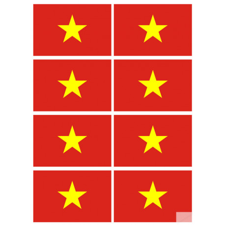 Drapeau Viet Nam - 8 stickers - 9.5 x 6.3 cm - Sticker/autocollant