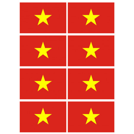 Drapeau Viet Nam - 8 stickers - 9.5 x 6.3 cm - Sticker/autocollant