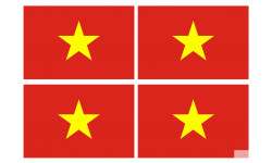 Drapeau Viet Nam - 4 stickers - 9.5 x 6.3 cm - Sticker/autocollant