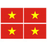 Drapeau Viet Nam - 4 stickers - 9.5 x 6.3 cm - Sticker/autocollant