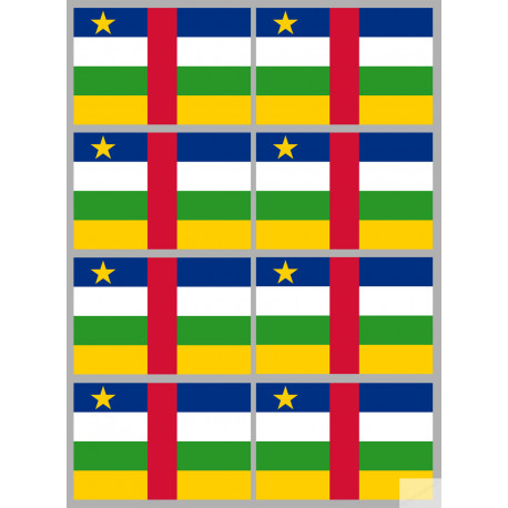 Drapeau République centrafricaine - 8 stickers - 9.5 x 6.3 cm - Sticker/autocollant