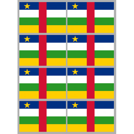 Drapeau République centrafricaine - 8 stickers - 9.5 x 6.3 cm - Sticker/autocollant