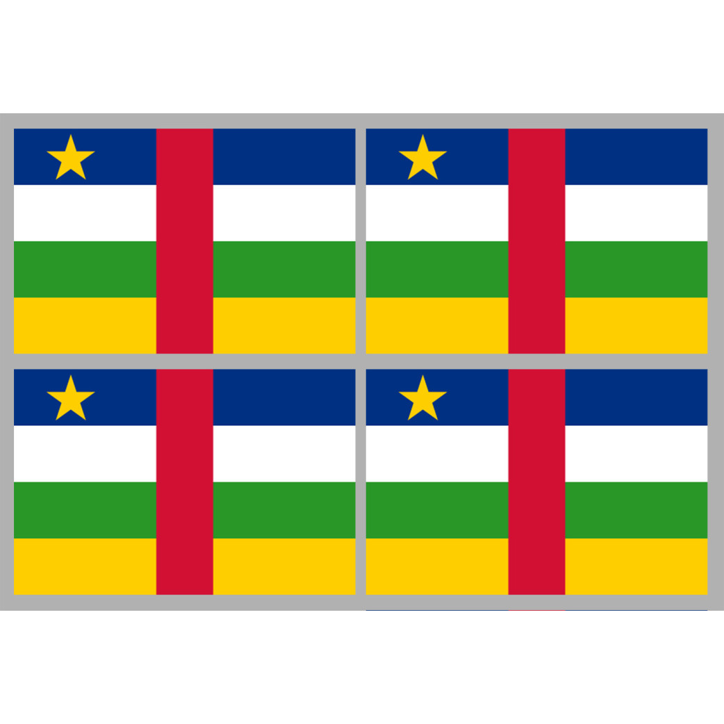 Drapeau République centrafricaine - 4 stickers - 9.5 x 6.3 cm - Sticker/autocollant
