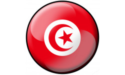 drapeau Tunisien rond - 15cm - Sticker/autocollant