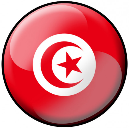 drapeau Tunisien rond - 15cm - Sticker/autocollant