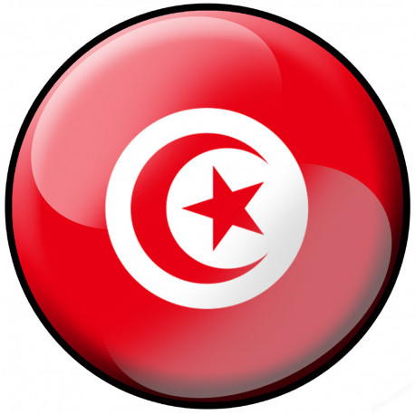 drapeau Tunisien rond - 10cm - Sticker/autocollant