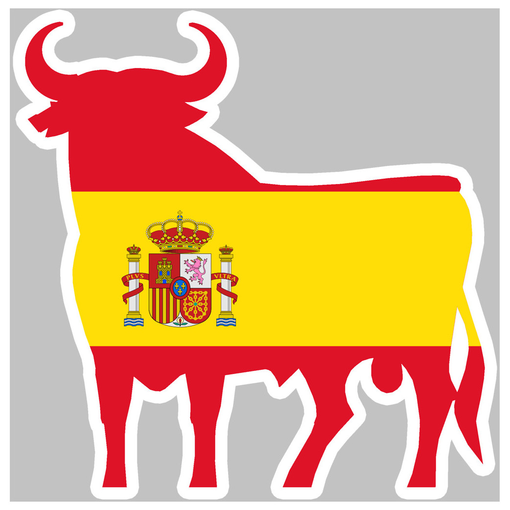 drapeau silhouette toro espagne - 10x10cm - Sticker/autocollant