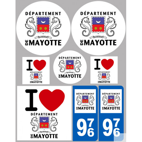 département de Mayotte - Kit 8 stickers - Sticker/autocollant