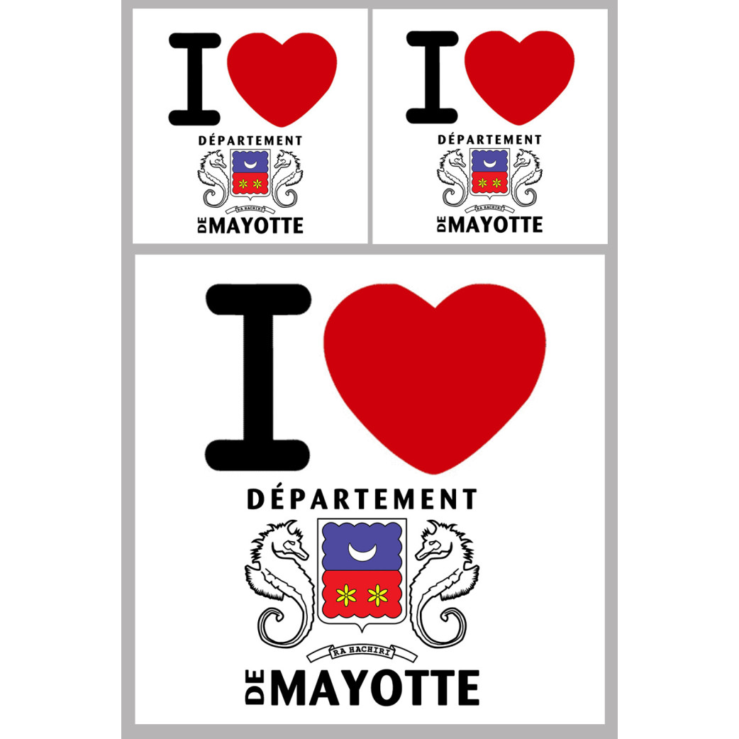 Mayotte - Kit 3 stickers - Sticker/autocollant