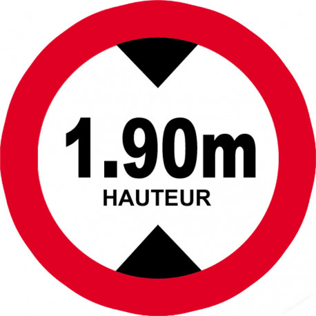 hauteur de passage maximum 1.90m - 5cm - Sticker/autocollant