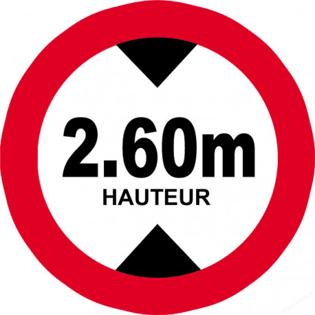 hauteur de passage maximum 2.60m - 5cm - Sticker/autocollant