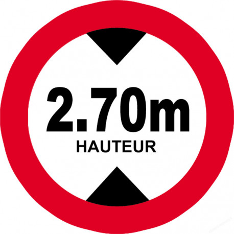 hauteur de passage maximum 2.70m - 5cm - Sticker/autocollant