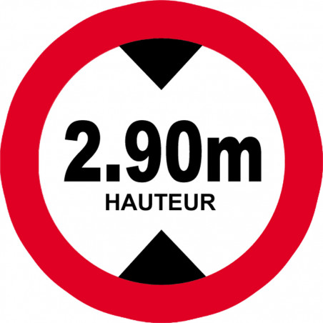 hauteur de passage maximum 2.90m - 5cm - Sticker/autocollant