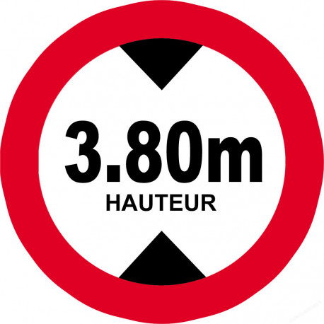 hauteur de passage maximum 3.80m - 15cm - Sticker/autocollant