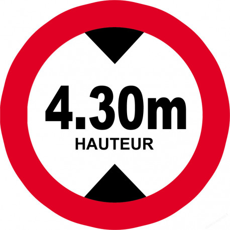 hauteur de passage maximum 4,30m - 20cm - Sticker/autocollant