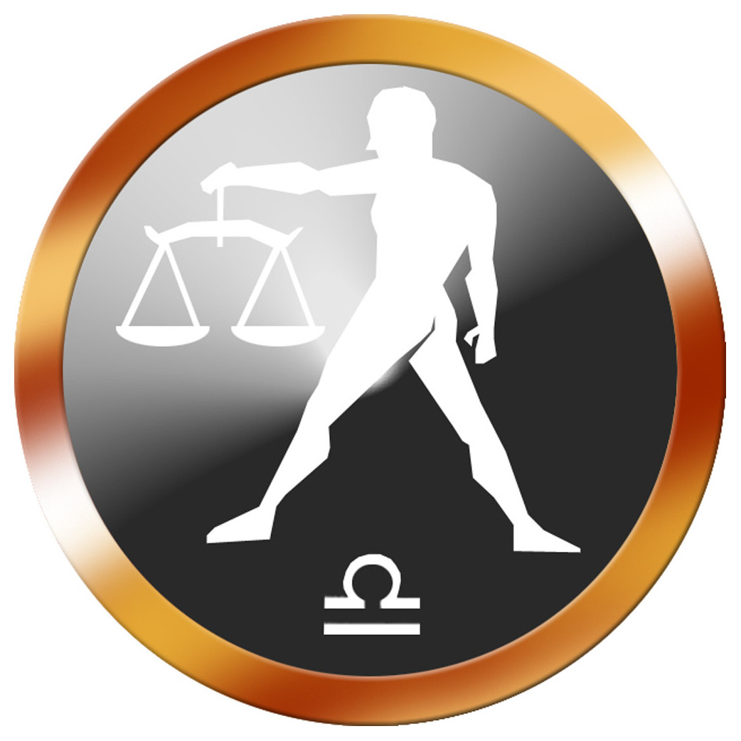 signe du zodiaque balance rond doré - 5cm - Sticker/autocollant