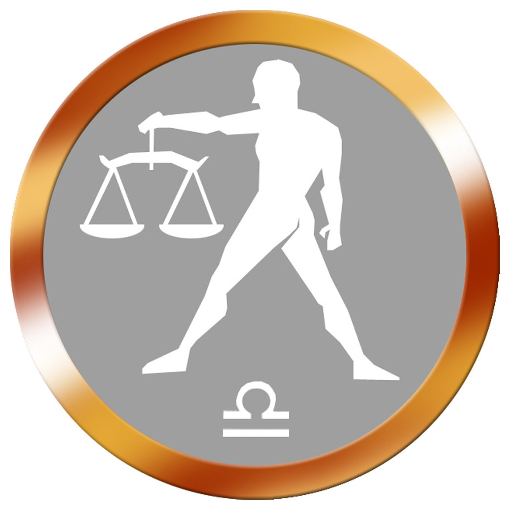 signe zodiaque balance rond doré - 10cm - Sticker/autocollant