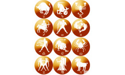 famille signes du zodiaque - 12 stickers de 7cm - Sticker/autocollant