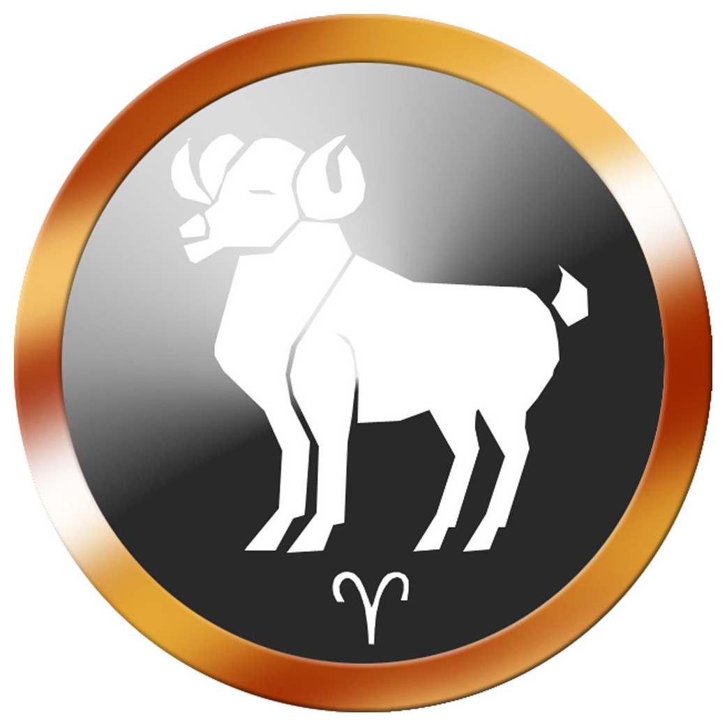 signe du zodiaque bélier rond doré - 5cm - Sticker/autocollant