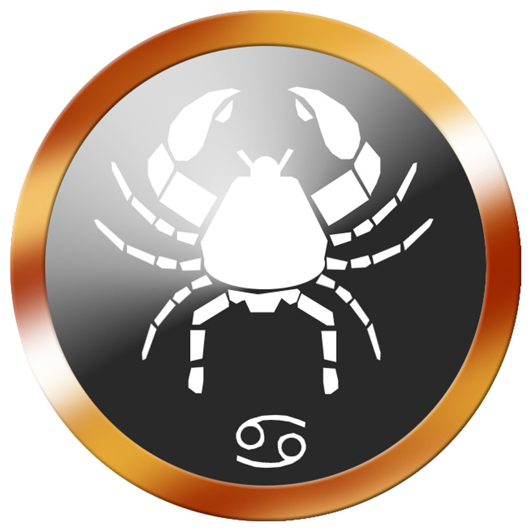 signe du zodiaque cancer rond doré - 10cm - Sticker/autocollant