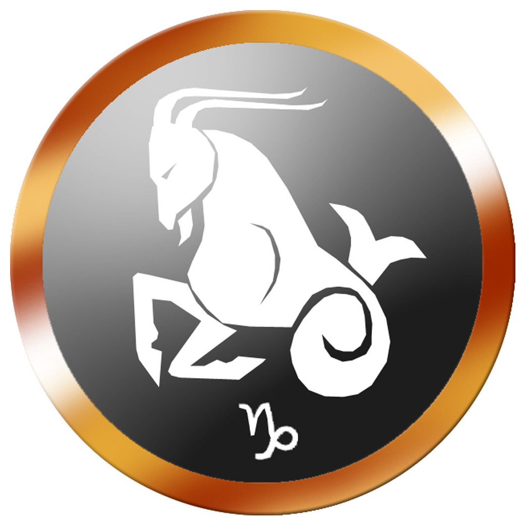 signe du zodiaque capricorne rond doré - 8cm - Sticker/autocollant
