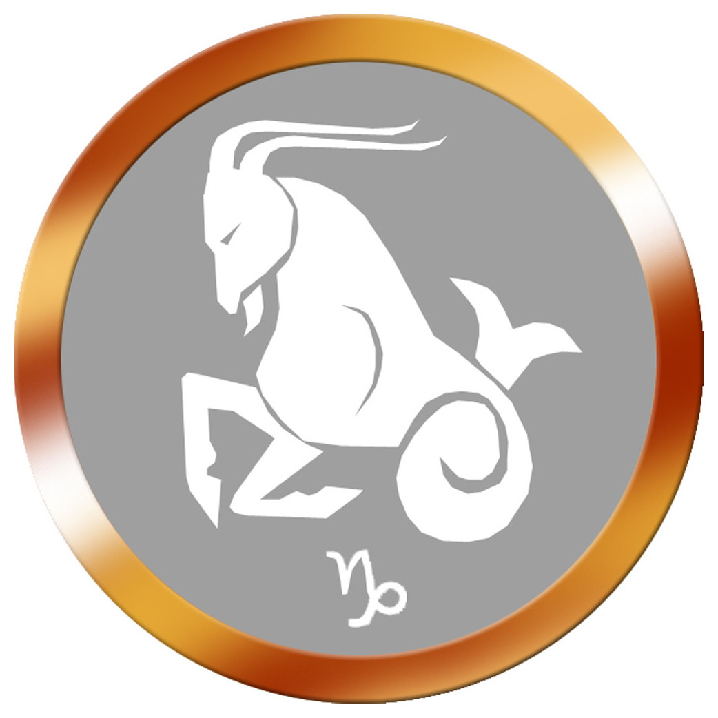 signe zodiaque capricorne rond doré - 5cm - Sticker/autocollant