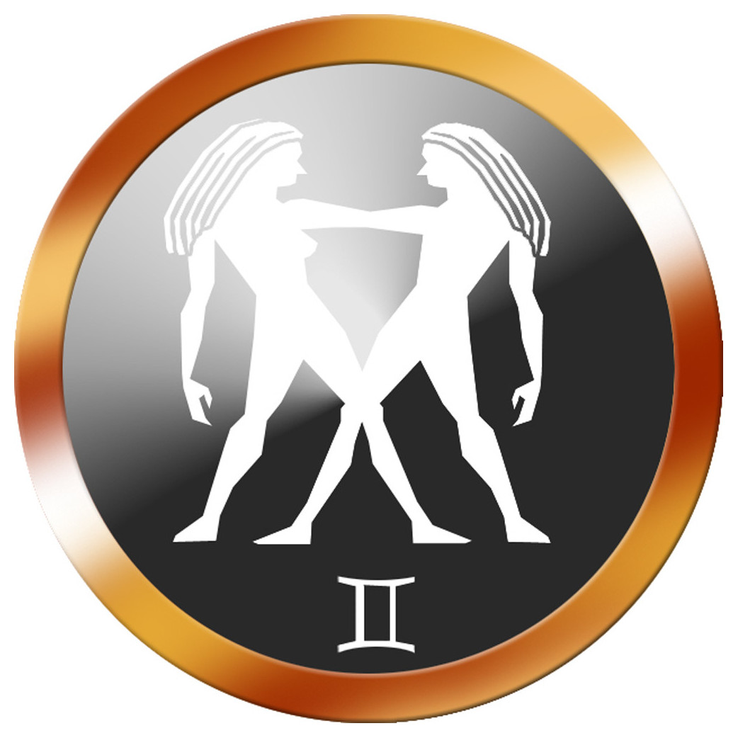 signe du zodiaque gémeaux rond doré - 5cm - Sticker/autocollant