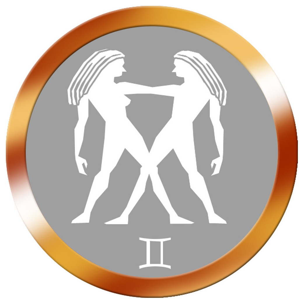 signe zodiaque gémeaux rond doré - 10cm - Sticker/autocollant