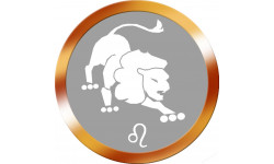 signe zodiaque lion rond doré - 8cm - Sticker/autocollant