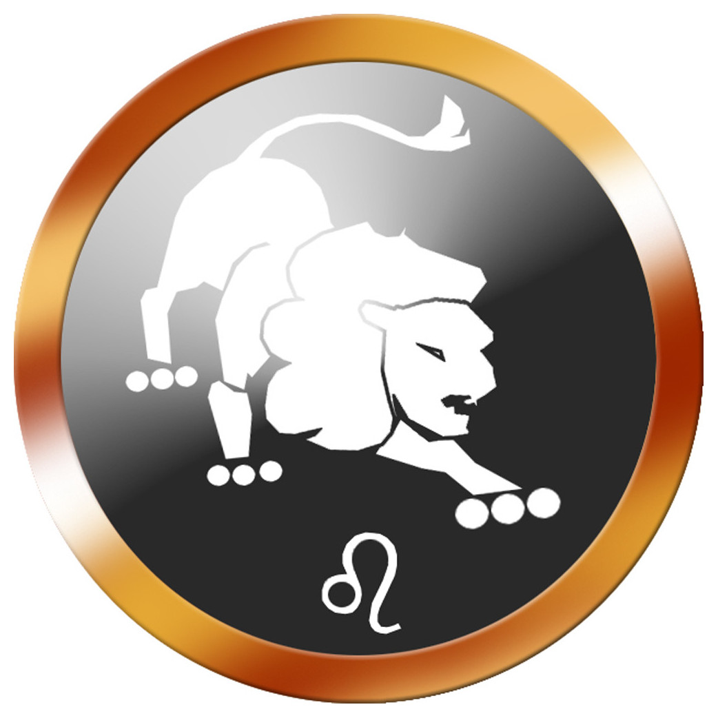signe du zodiaque lion rond doré - 10cm - Sticker/autocollant