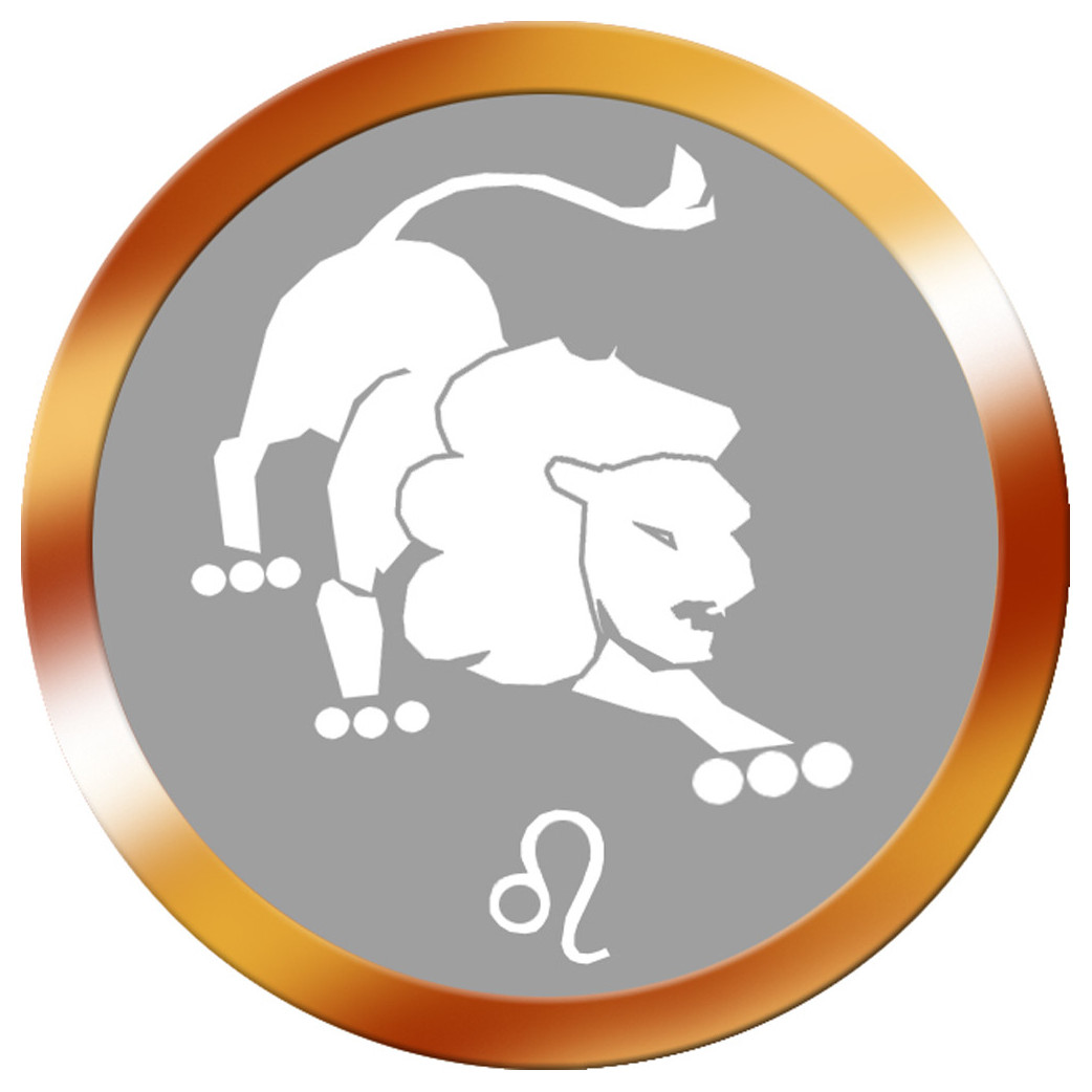 signe zodiaque lion rond doré - 10cm - Sticker/autocollant